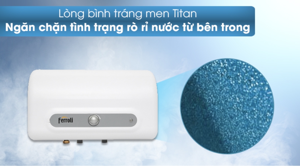 Máy nước nóng gián tiếp Ferroli 15 lít QQ-EVO-15L-ME 25 Máy nước nóng gián tiếp Ferroli 15 lít QQ-EVO-15L-ME trang men trong lòng bình chứa